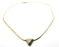 Signed Avon 1960s Vintage Geometric Rhinestone Necklace and Earrings - Necklace - Thumbnail