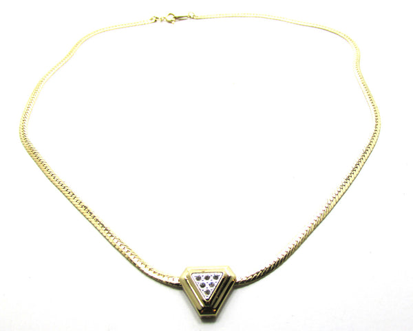 Signed Avon 1960s Vintage Geometric Rhinestone Necklace and Earrings - Necklace