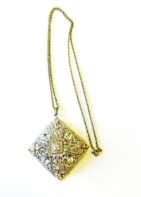 Vintage 1930s Art Deco Geometric Clear Rhinestone Pendant - Front - Thumbnail