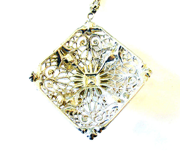 Vintage 1930s Art Deco Geometric Clear Rhinestone Pendant - Back