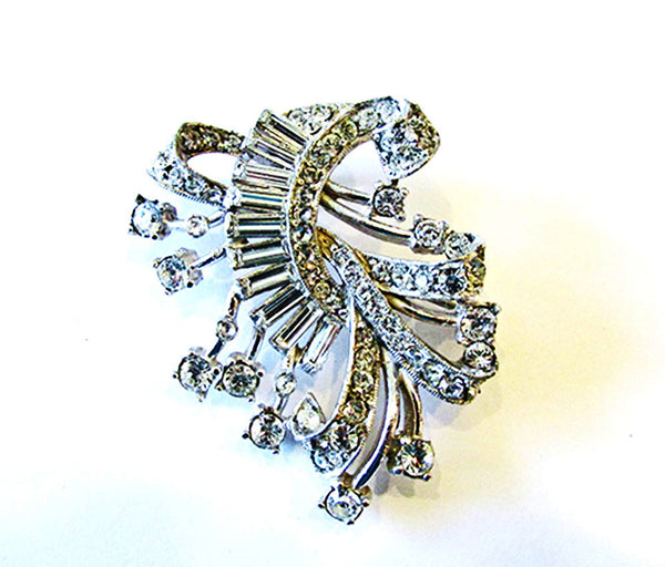 Vintage 1950s Stunning Clear Rhinestone and Silver Pin/Pendant - Front