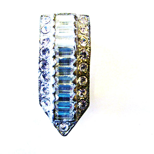Vintage 1930s Dainty Art Deco Clear Rhinestone Dress Clip - Front