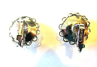 Vintage 1950s Marvella Timeless Clear Crystal Clip-On Earrings - Back - Thumbnail