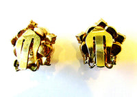 Vintage 1950s Clear Rhinestone and Pearl Gold-Toned Earrings - Back - Thumbnail