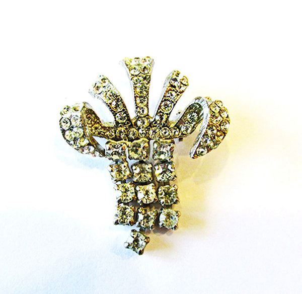 Vintage 1950s Dainty Mid-Century Clear Rhinestone Drop Pin - Front