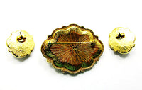 Vintage Avon 1960s Pink Rhinestone Pin and Earrings - Back Set - Thumbnail