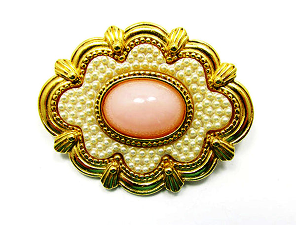Vintage Avon 1960s Pink Rhinestone Pin and Earrings - Front Pin