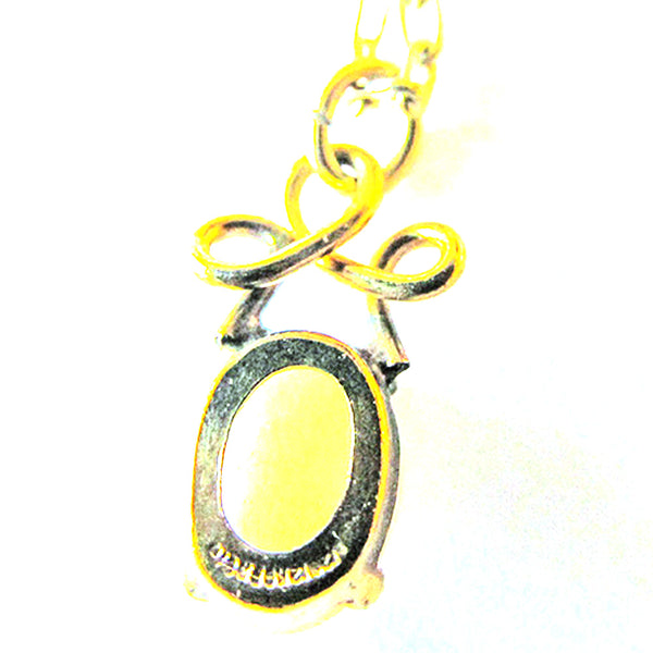 1980s Vintage Contemporary Style Opal Diamante and Gold-Filled Pendant - Back and Mark