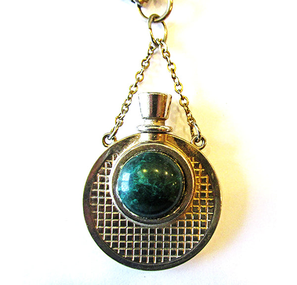 1950s Vintage Mid-Century Charm Bracelet with Rhinestone Perfume Bottle - Close Up Front