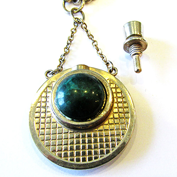 1950s Vintage Mid-Century Charm Bracelet with Rhinestone Perfume Bottle - Close Up