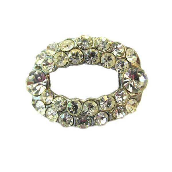 Signed AJC Vintage1950s Designer Clear Rhinestone and Silver-Tone Pin - Front