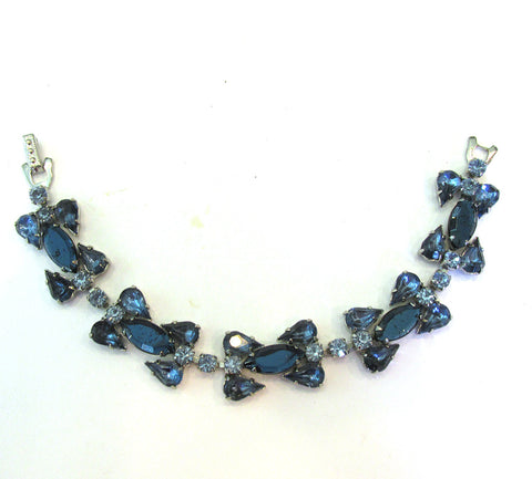 1940s Vintage Mid-Century Sapphire Diamante Link Bracelet - Front