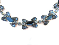1940s Vintage Mid-Century Sapphire Diamante Link Bracelet - Close Up - Thumbnail