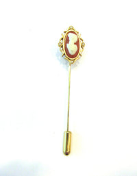 Vintage Avon Signed 1960s Cameo and Pearl Hat/Stick Pin - Front - Thumbnail