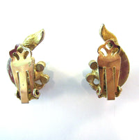 Vintage 1950s Mid-Century Pearl and Diamante Clip-On Earrings - Back - Thumbnail