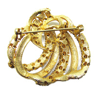 Lisner Vintage 1950s Swirled Black Diamond and Citrine Rhinestone Pin - Back - Thumbnail