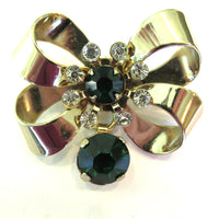 Mid-Century Vintage 1950s Diamante Drop Ribbon and Earrings Set - Pin - Thumbnail