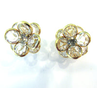 Vintage 1960s Sparkling Diamante and Crystal Floral Earrings - Front - Thumbnail