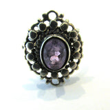 Contemporary Style Vintage 1960s Timeless Amethyst and Sterling Ring - Front