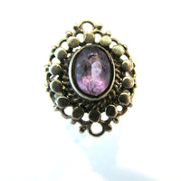 Contemporary Style Vintage 1960s Timeless Amethyst and Sterling Ring - Front - Thumbnail