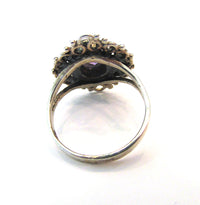 Contemporary Style Vintage 1960s Timeless Amethyst and Sterling Ring - Back - Thumbnail