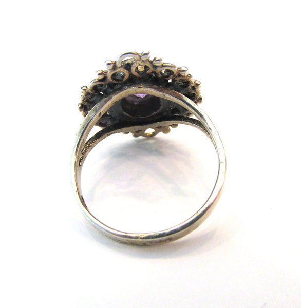 Contemporary Style Vintage 1960s Timeless Amethyst and Sterling Ring - Back