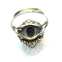 Contemporary Style Vintage 1960s Timeless Amethyst and Sterling Ring - Back - Thumbnail
