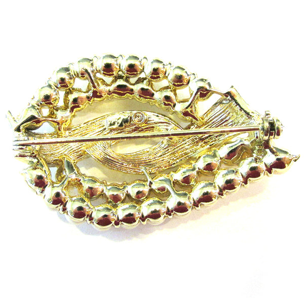 Vintage 1960s Signed Coro Designer Pearl and Gold Pin - Back