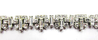 Signed Crown Trifari Vintage 1950s Clear Rhinestone Silver Bracelet - Close Up - Thumbnail