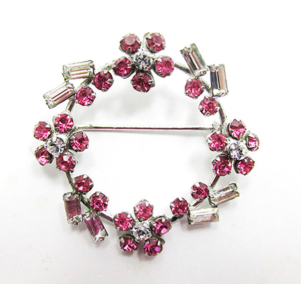 Signed Carl Art Vintage 1940s Sterling Silver Rhinestone Pin - Front