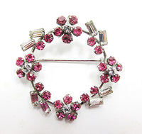 Signed Carl Art Vintage 1940s Sterling Silver Rhinestone Pin - Front - Thumbnail