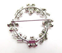 Signed Carl Art Vintage 1940s Sterling Silver Rhinestone Pin - Back - Thumbnail