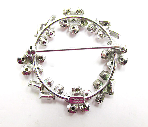 Signed Carl Art Vintage 1940s Sterling Silver Rhinestone Pin - Back