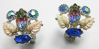 Beautiful Vintage Mid-Century Unique Floral Button Style Earrings - Thumbnail