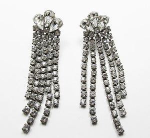 Vintage Sophisticated 1950s Mid Century Rhinestone Drop Earrings