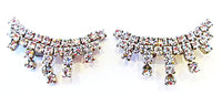 Musi Vintage 1950s Distinctive Mid-Century Clear Diamante Shoe Clips - Front - Thumbnail