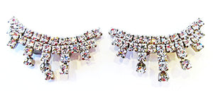 Musi Vintage 1950s Distinctive Mid-Century Clear Diamante Shoe Clips - Front