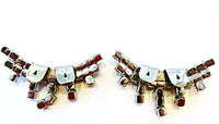 Musi Vintage 1950s Distinctive Mid-Century Clear Diamante Shoe Clips - Back - Thumbnail