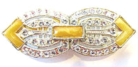 AMNCC Vintage Jewelry 1930s Art Deco Bakelite and Diamante Belt Buckle - Front - Thumbnail