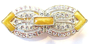 AMNCC Vintage Jewelry 1930s Art Deco Bakelite and Diamante Belt Buckle - Front