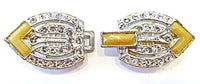 AMNCC Vintage Jewelry 1930s Art Deco Bakelite and Diamante Belt Buckle - Front - Thumbnail