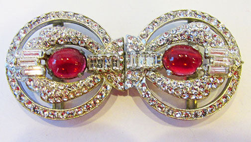 Coro Vintage Rare "R" Mark Art Deco Rhinestone Belt Buckle