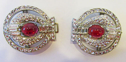 Coro Vintage Rare "R" Mark Art Deco Rhinestone Belt Buckle