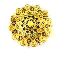 Vintage 1950s Unique Mid-Century Bezel Set Glass Floral Pin - Back - Thumbnail