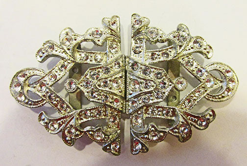 Vintage Retro 1930s Delightful Art Deco Rhinestone Belt Buckle