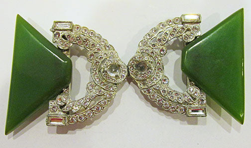 Vintage 1930s Extraordinary Art Deco Rhinestone and Bakelite Buckle