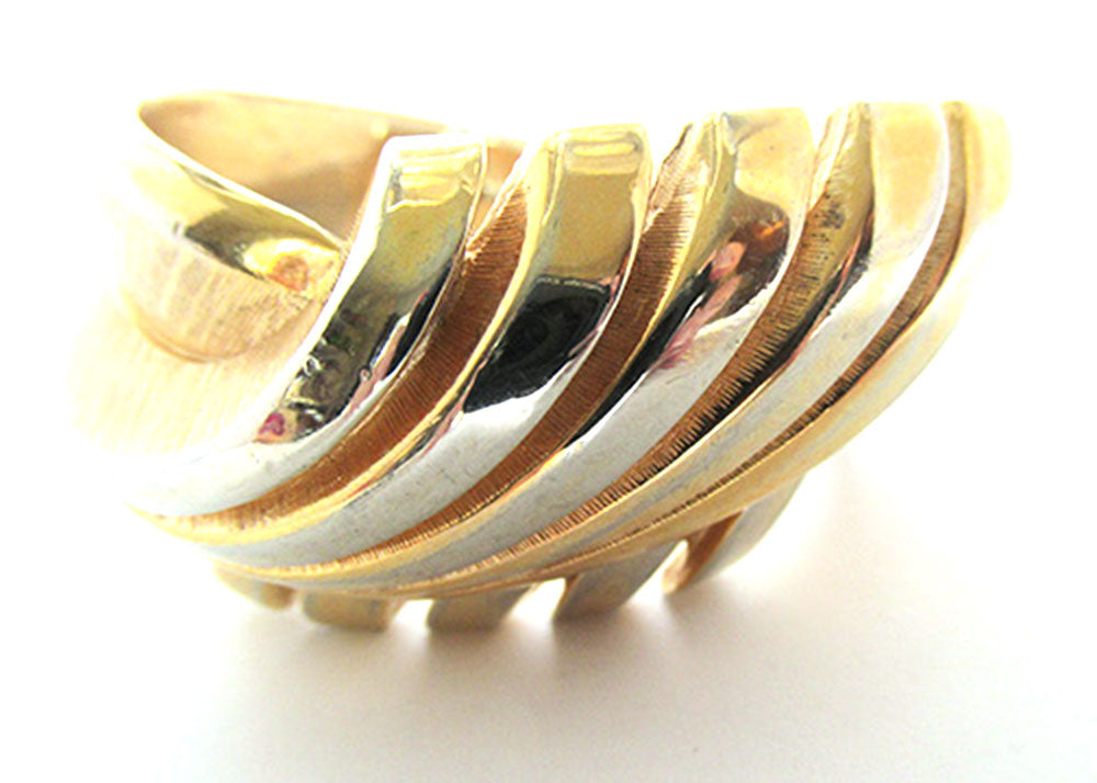 Crown Trifari Vintage Mid-Century Contemporary Style Cuff Bracelet - Front