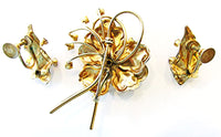1950s Vintage Jewelry Mid-Century Enamel and Diamante Floral Set - Back - Thumbnail