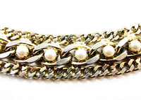 Vintage 1950s Mid-Century Exceptional Pearl Chain Link Bracelet - Close Up - Thumbnail