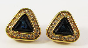 Swarovski Vintage 1970s Dazzling Sapphire Geometric Earrings